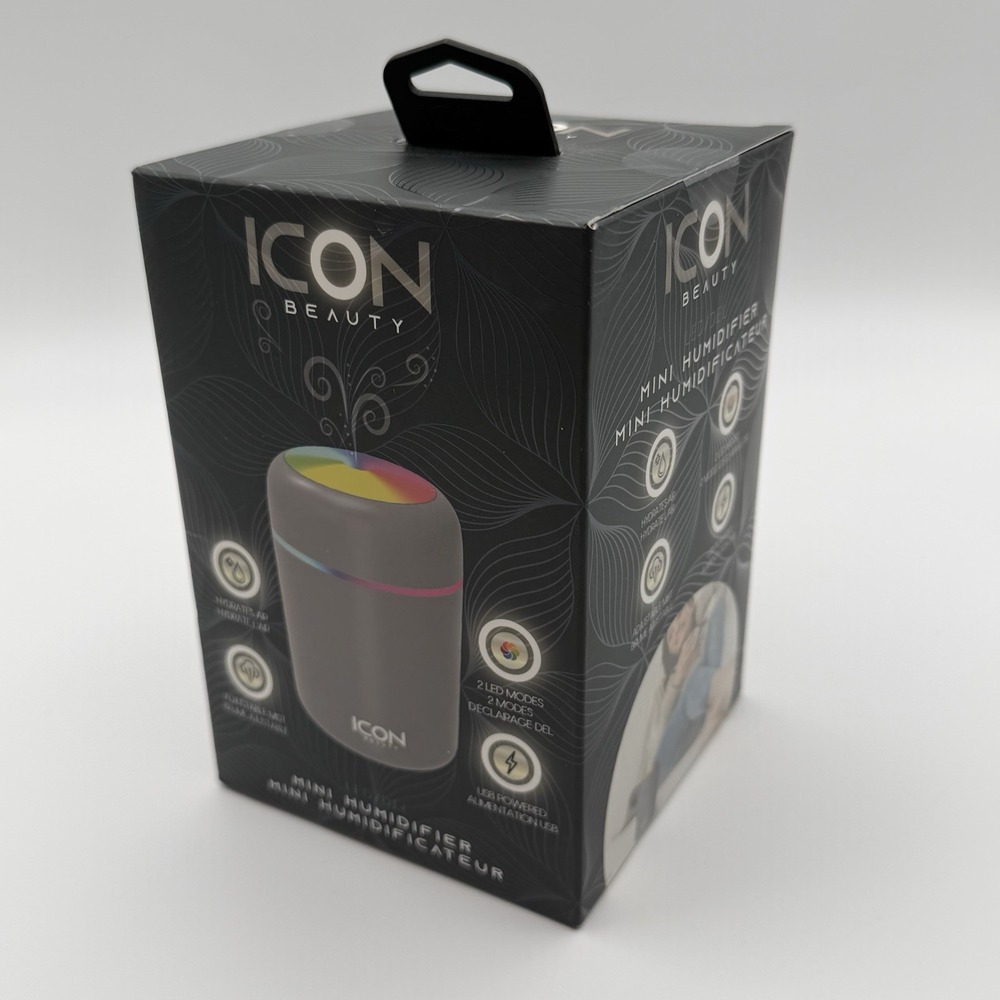 ICON Beauty LED Mini Humidifier USB Powered 2 LED Modes Gray NIB - Picture 11 of 14